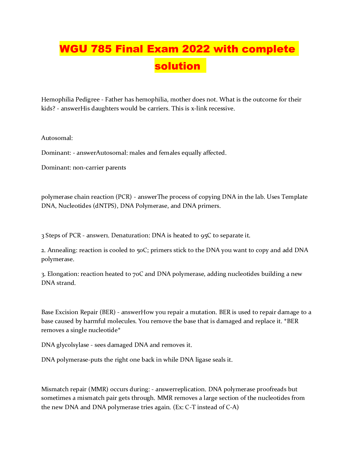 Preview image of WGU 785 Final Exam 2022 with complete solution document